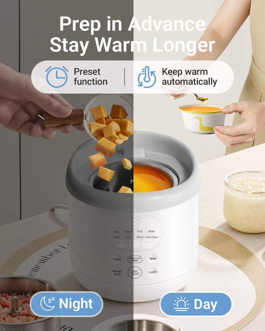 Bear NutriEase AllStage Stainless Steel Baby Food Maker Steamer and Blender, Truly OneStep Baby Food Processor Puree Maker Grinder Mills, Auto Cooking&Grinding for Healthy Homemade Baby Food, BPA-Free