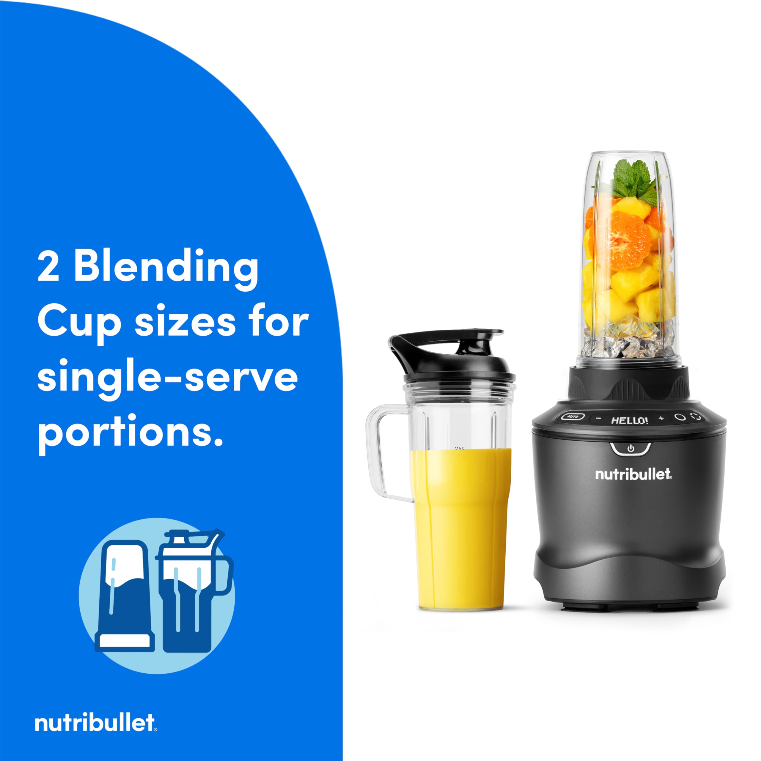 nutribullet SmartSense Blender Combo, 1400W, 64oz Pitcher, 32oz & 24oz Cups, 5-Speed, Smoothies, Ice and Frozen Fruit, Nut Milk, Soup, Gunmetal Gray, NBF50700