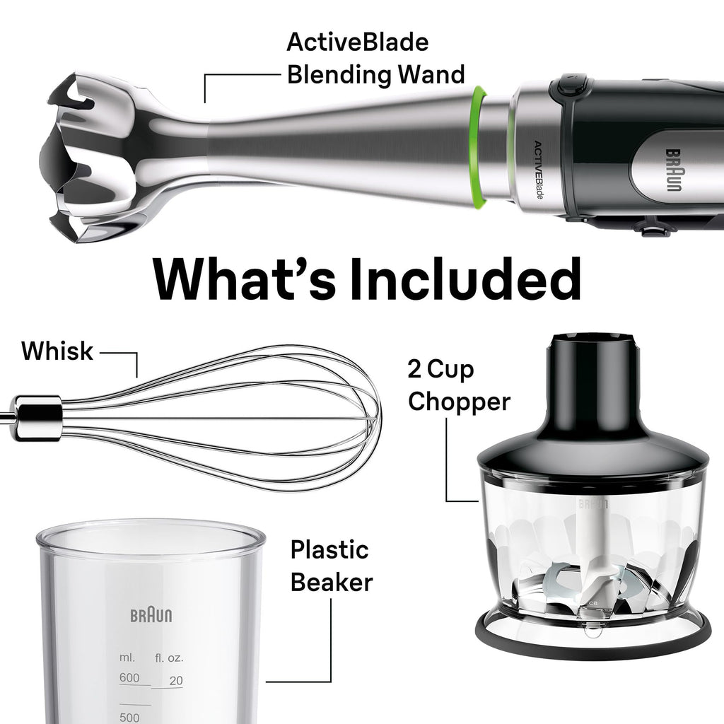 Braun MultiQuick 7 3-in-1 Immersion Blender with Food Processor – Powerful Handheld Electric Stick - Emulsifier for Chopping, Beating & Whisking - Ideal for Soup, Puree, Smoothies & More