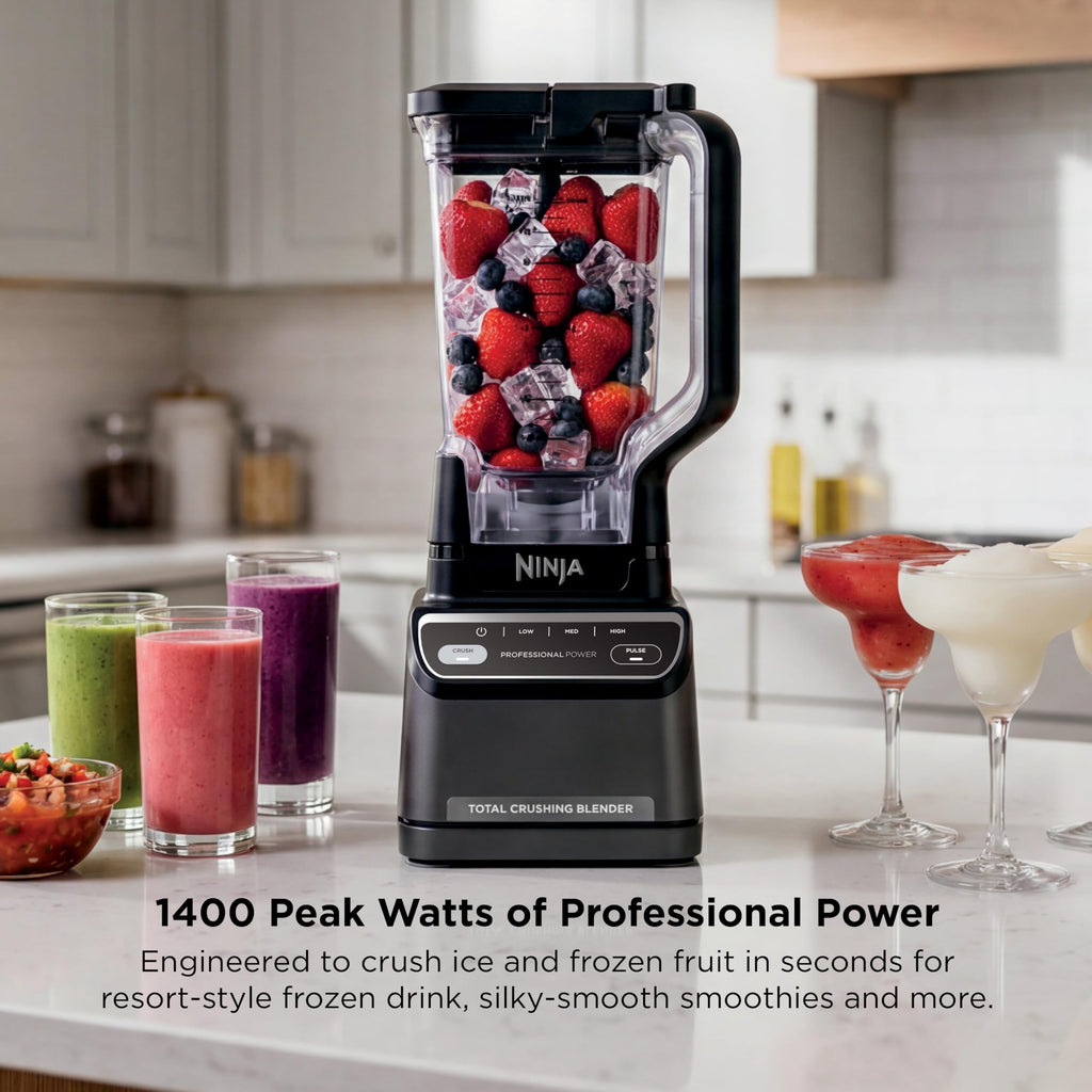 Ninja Professional Blender 2.0 | Smoothie Maker, Drink Mixer, Grinder, Ice Crusher | Total Crushing Technology, Auto-iQ Program, 1200W Power, XL 72-oz. Pitcher | Dark Grey | BR201AMZ