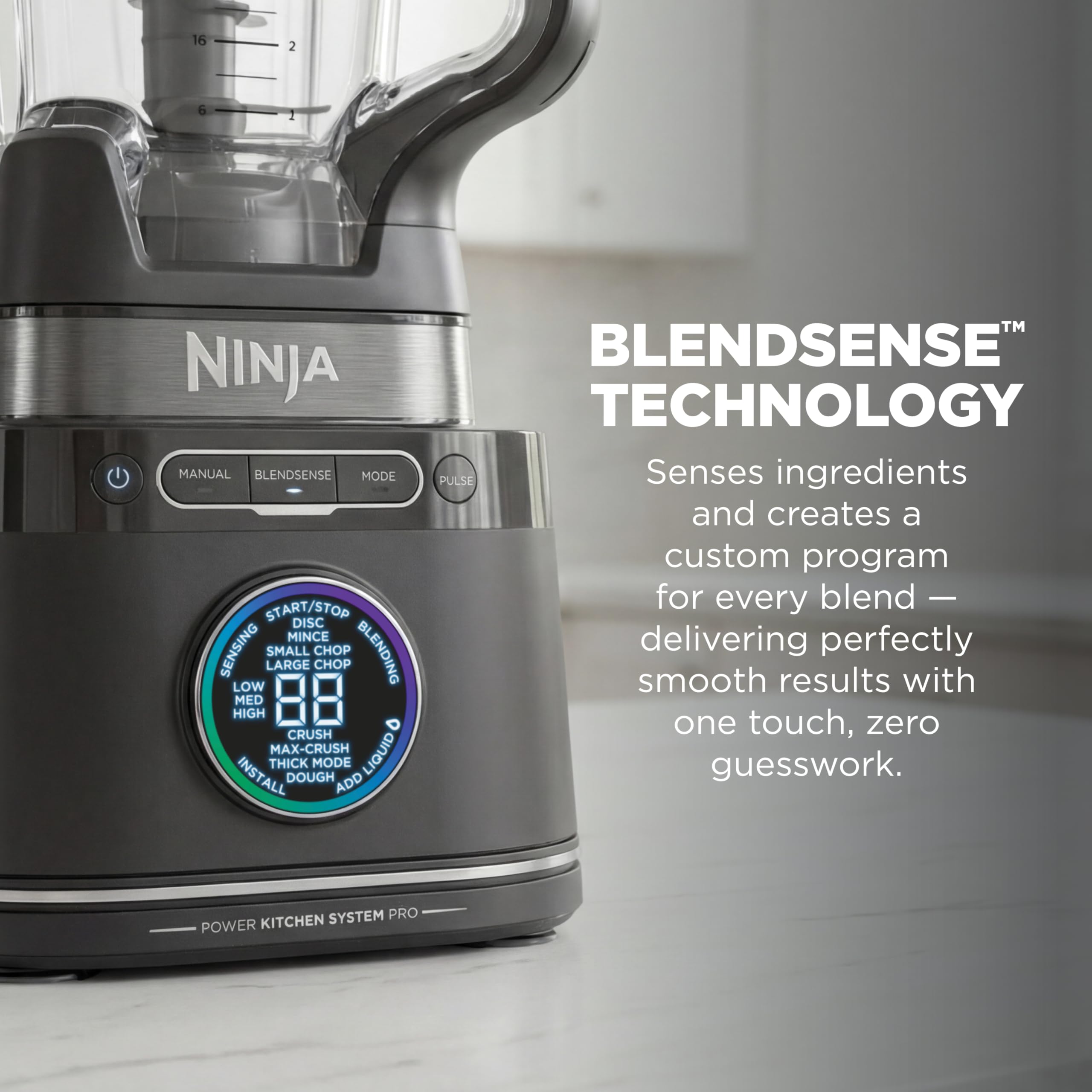 Ninja Kitchen System | Food Processor & Blender with BlendSense Technology | 8-Cup Bowl & 24-oz. To-Go Cup | For Smoothies, Cookie Dough, Salsa & More | 1800-Peak-Watt | Black | TB401