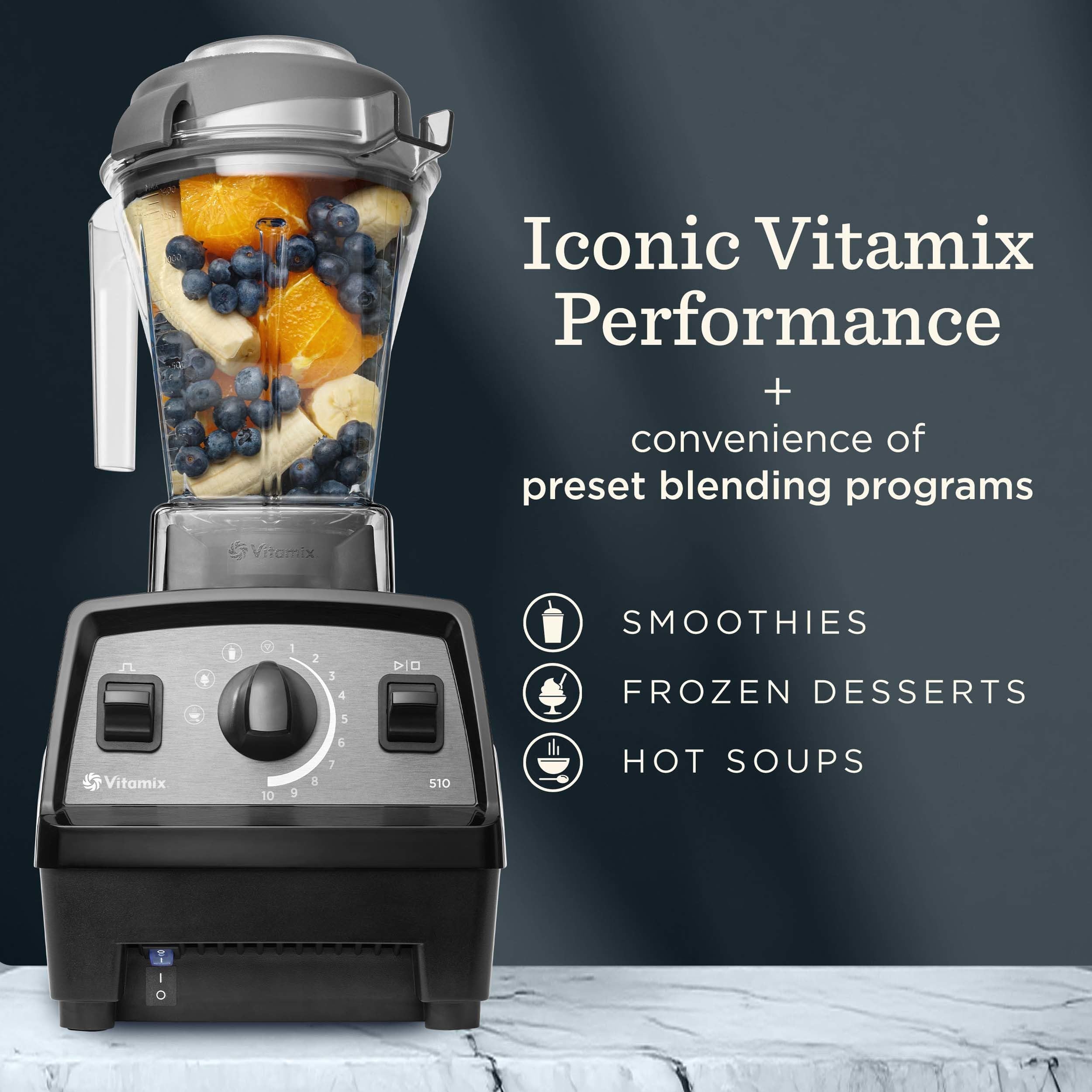 Vitamix Propel Series 510 Blender with Three Blending Programs, Professional-Grade Blender for Smoothies and More, Stainless-Steel Blades, Self-Cleaning Kitchen Appliance, 48 Oz Container, Black