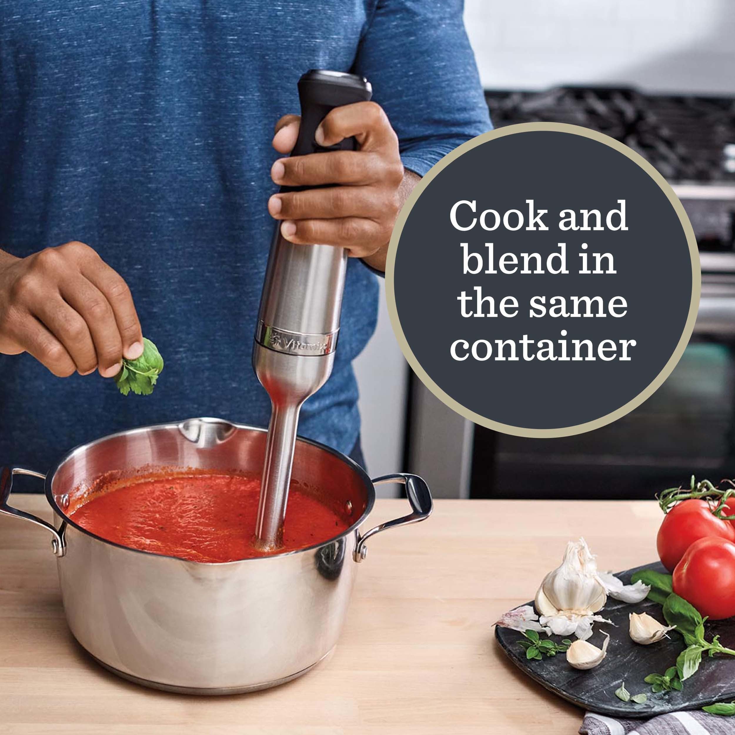 Vitamix 5-Speed Immersion Blender 3-Piece Bundle with Whisk Attachment and Storage Case, Professional-Grade Hand Blender with 625-Watt Motor and Stainless-Steel Blade, Stainless Steel/Black