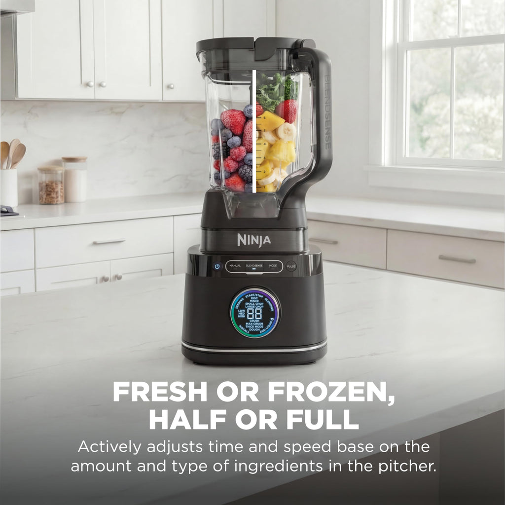 Ninja Kitchen System | Food Processor & Blender with BlendSense Technology | 8-Cup Bowl & 24-oz. To-Go Cup | For Smoothies, Cookie Dough, Salsa & More | 1800-Peak-Watt | Black | TB401