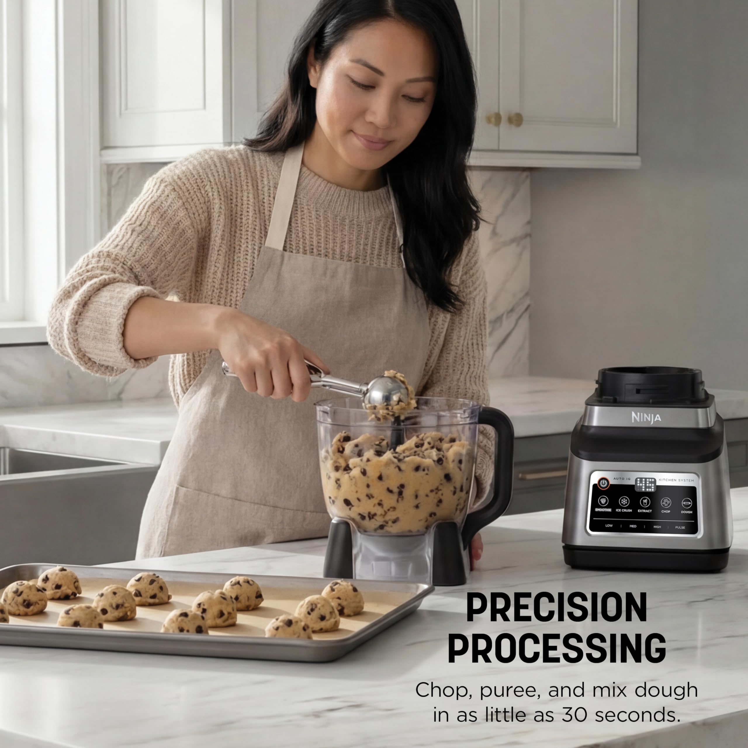 Ninja BN801 Professional Plus Kitchen System, 1400 WP, 5 Functions for Smoothies, Chopping, Dough & More with Auto IQ, 72-oz.* Blender Pitcher, 64-oz. Processor Bowl, (2) 24-oz. To-Go Cups, Grey