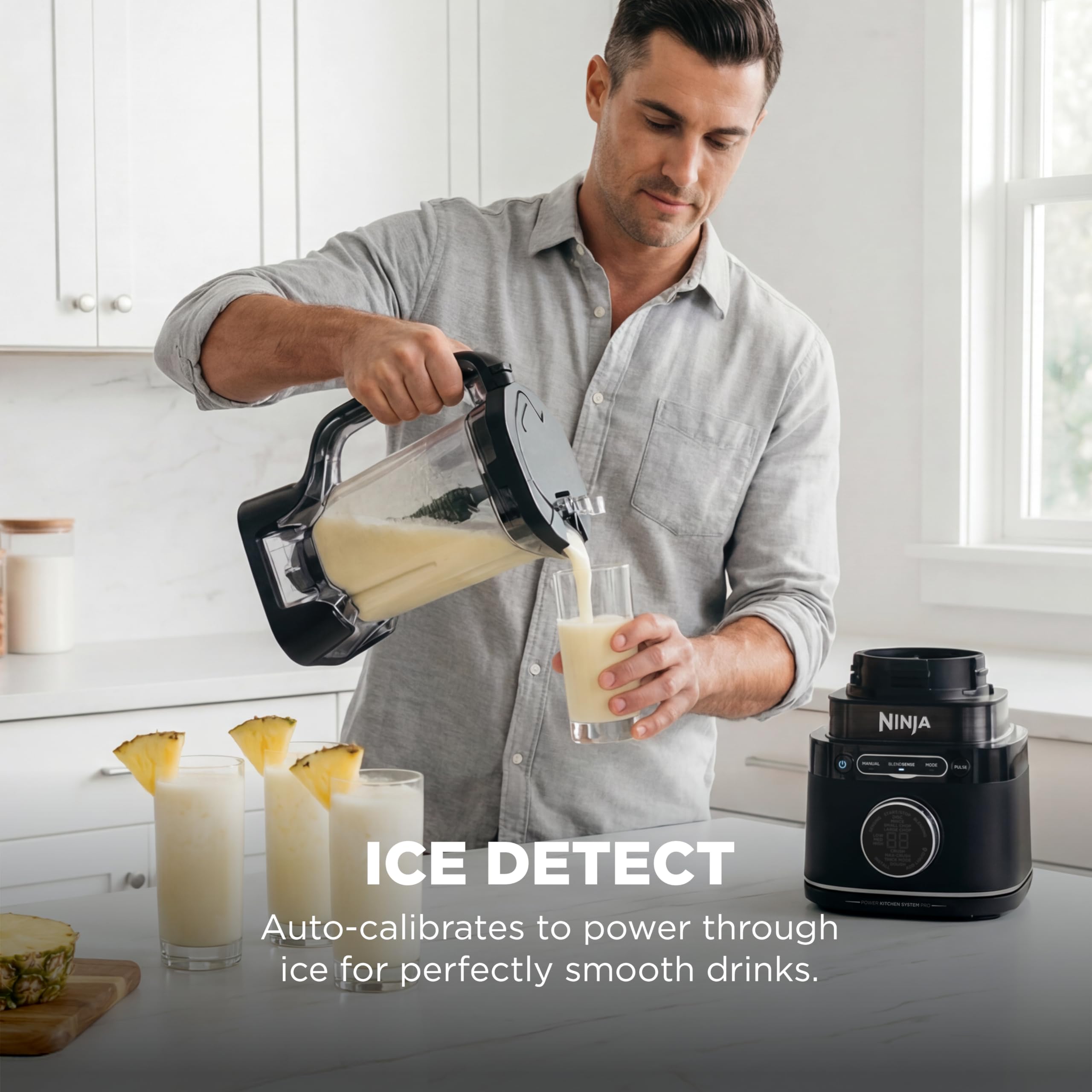 Ninja Kitchen System | Food Processor & Blender with BlendSense Technology | 8-Cup Bowl & 24-oz. To-Go Cup | For Smoothies, Cookie Dough, Salsa & More | 1800-Peak-Watt | Black | TB401
