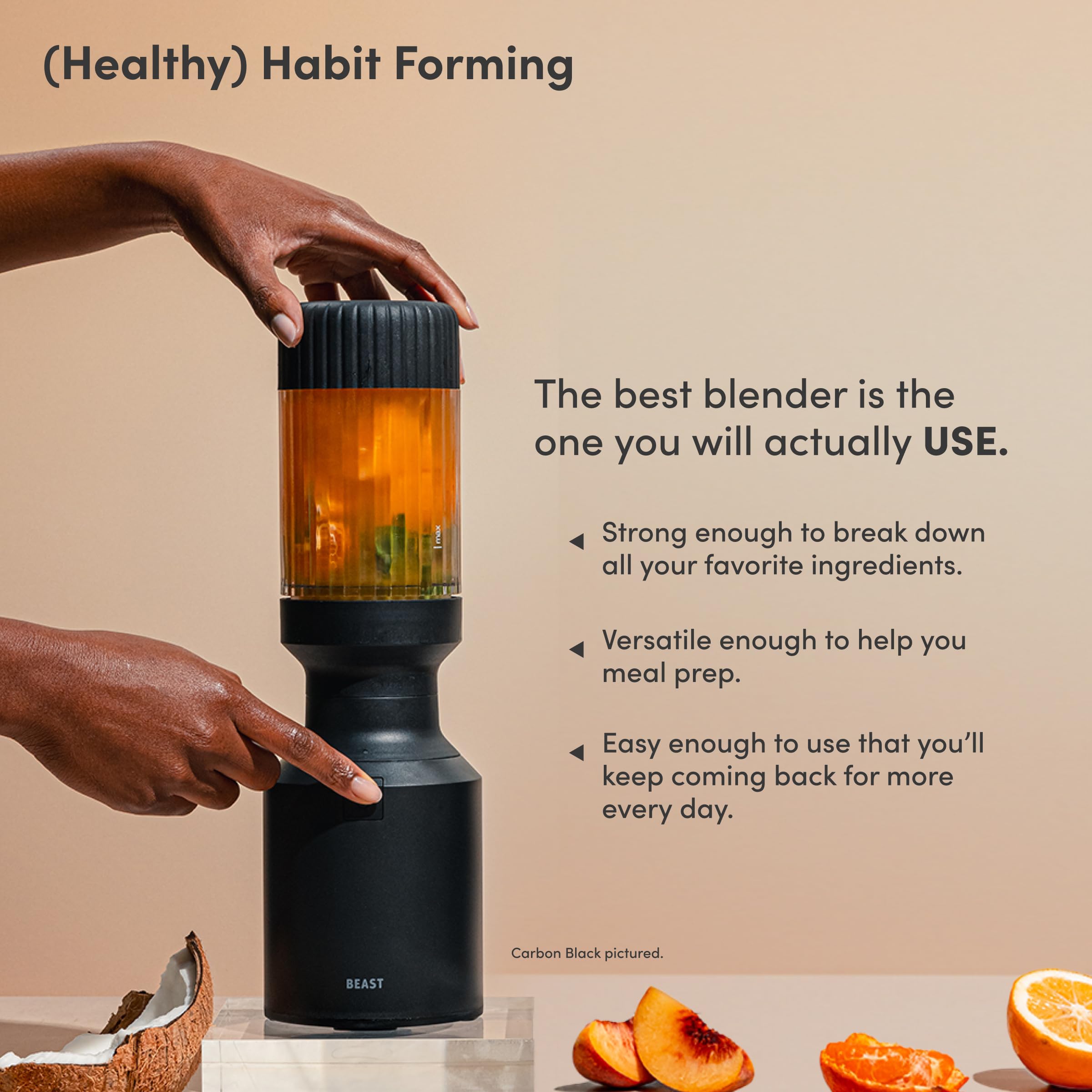 The Beast Mini Blender Plus | Mini Countertop Kitchen Blender | Blend Smoothies and Shakes, Dressings, Sauces, Dips | Extra Vessels, Straw Cap and Straws Included | 600W (Sand)