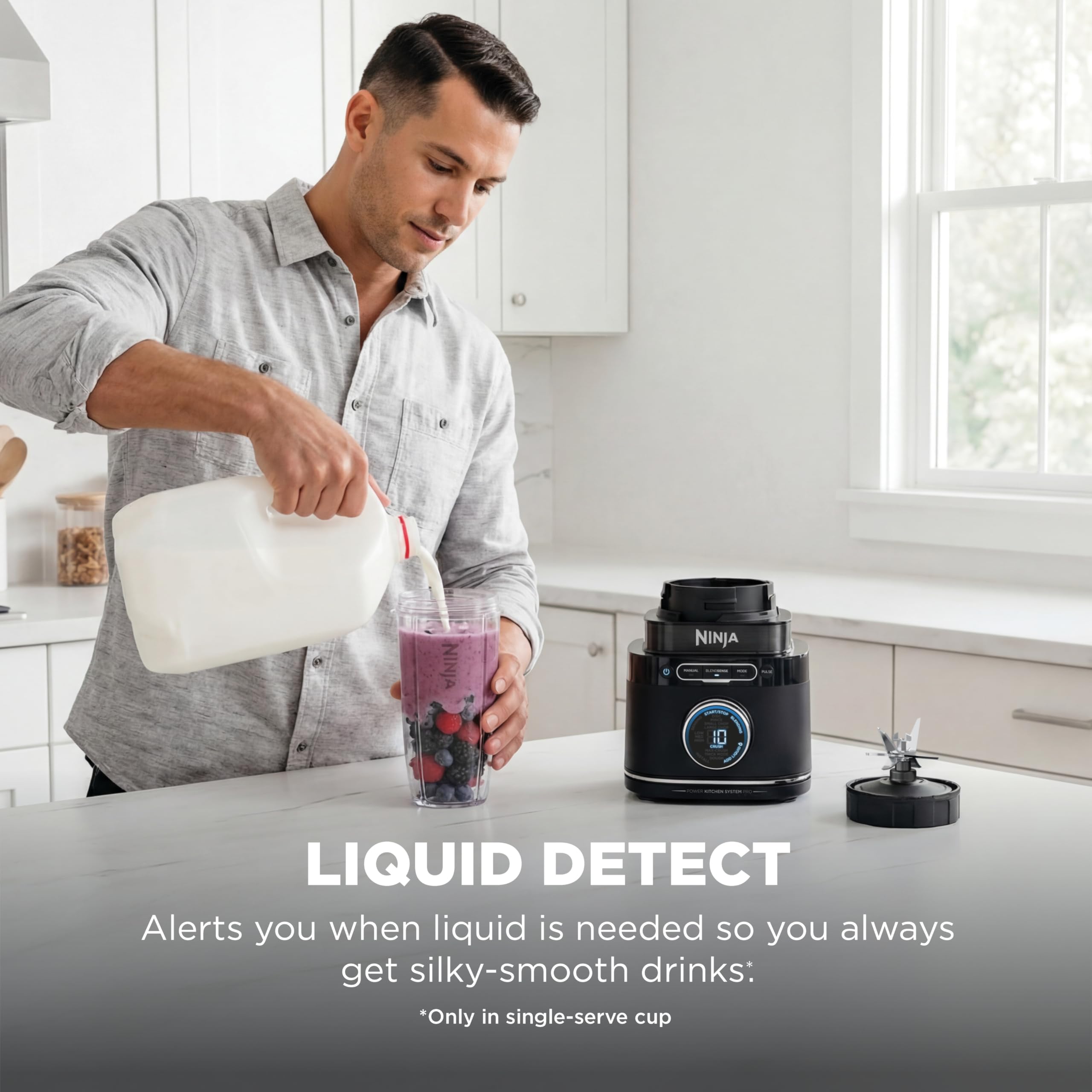 Ninja Kitchen System | Food Processor & Blender with BlendSense Technology | 8-Cup Bowl & 24-oz. To-Go Cup | For Smoothies, Cookie Dough, Salsa & More | 1800-Peak-Watt | Black | TB401