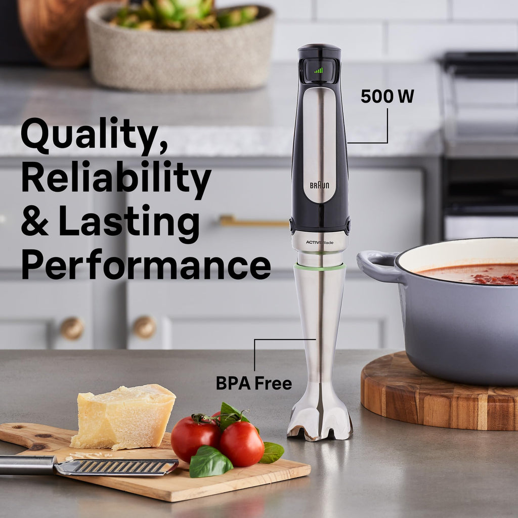 Braun MultiQuick 7 3-in-1 Immersion Blender with Food Processor – Powerful Handheld Electric Stick - Emulsifier for Chopping, Beating & Whisking - Ideal for Soup, Puree, Smoothies & More