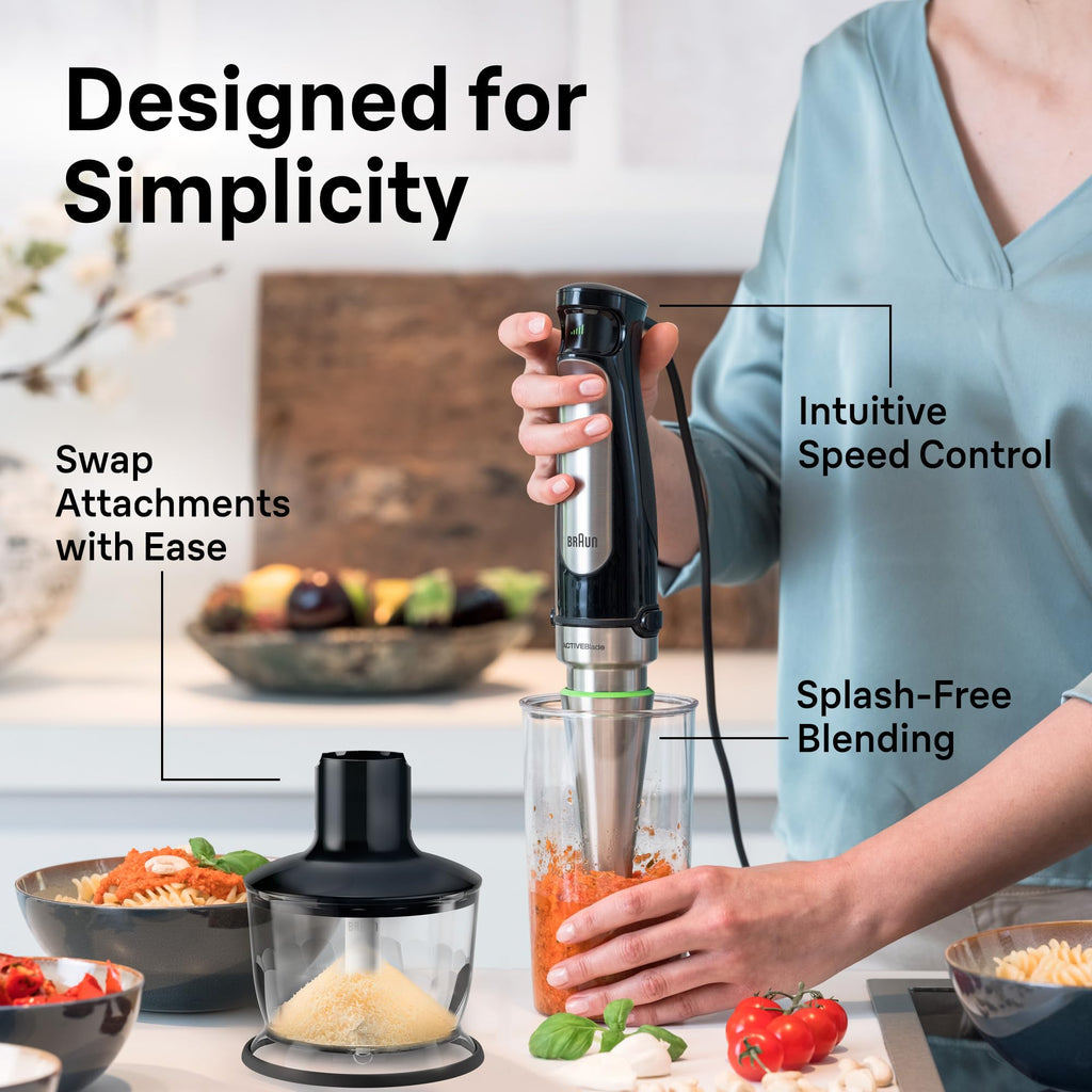 Braun MultiQuick 7 3-in-1 Immersion Blender with Food Processor – Powerful Handheld Electric Stick - Emulsifier for Chopping, Beating & Whisking - Ideal for Soup, Puree, Smoothies & More